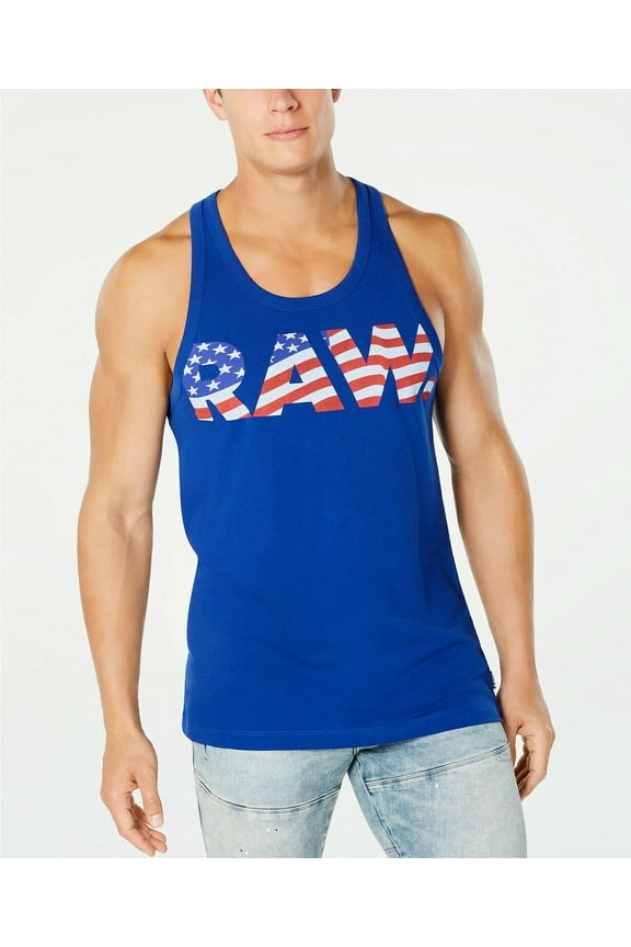 Raw Men's Tank Tops sleeveless choose color & size (Blue,2XL)
