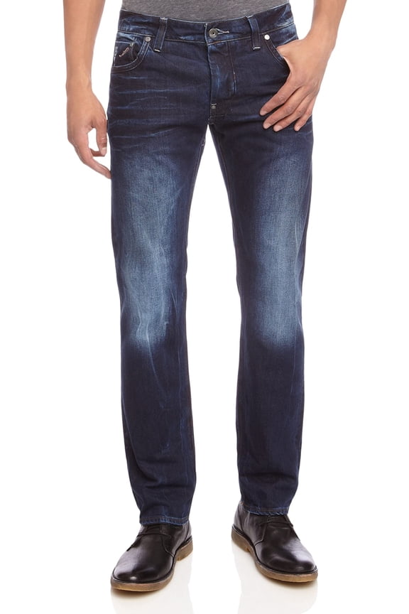 Raw Mens Attac Low-Rise Straight Jeans,Medium Aged,40W x 32L