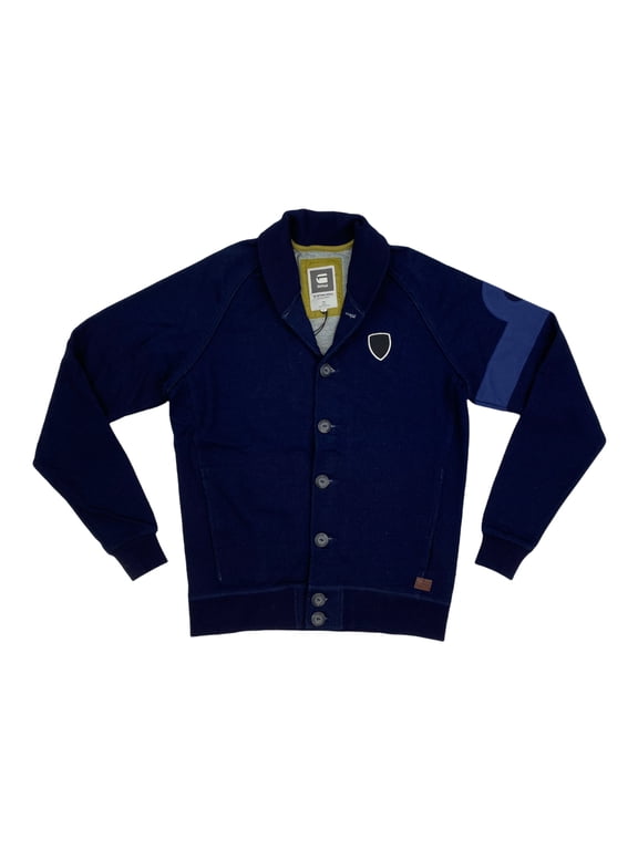 Raw Mens Buttoned With Elastic Band Jacket,Navy Blue,2XL