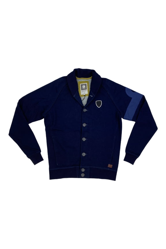 Raw Mens Buttoned With Elastic Band Jacket,Navy Blue,2XL