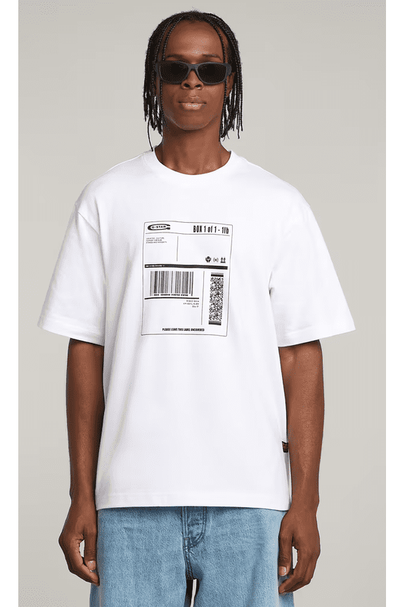 WHITE Men's Shipping Graphic Boxy T-Shirt, US 2X-Large
