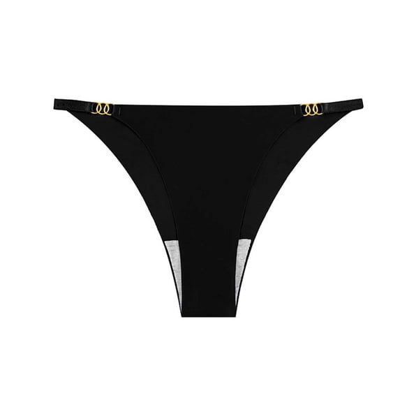G-String Thongs for Women Seamless Underwear Breathable Slim Belt Low Rise Cheeky Panties, Black, Large