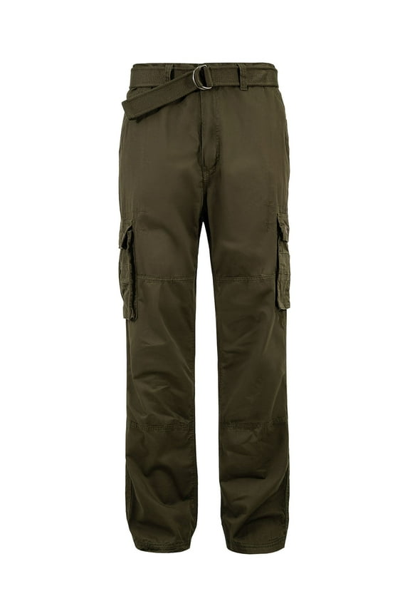 G-Style Men's Essential Enzyme Washed Twill Cargo Pants Olive 34/32