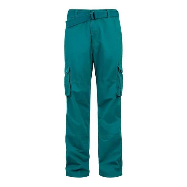 G-Style Men's Essential Enzyme Washed Twill Cargo Pants Turquoise