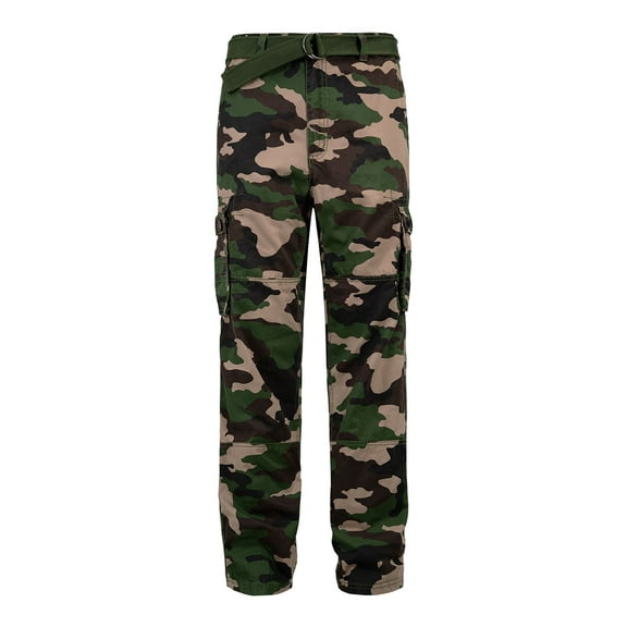 G-Style Men's Essential Enzyme Washed Twill Cargo Pants Woodland Camo 38/32
