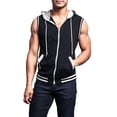 thumbnail image 1 of G-Style Men's Lightweight Athletic Casual Sleeveless Contrast Zipper Hoodie TH890 - Black/Gray - 2XL, 1 of 3