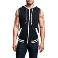thumbnail image 1 of G-Style Men's Lightweight Athletic Casual Sleeveless Contrast Zipper Hoodie TH890 - Black/White - 3XL, 1 of 3