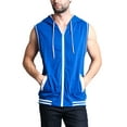 thumbnail image 1 of G-Style Men's Lightweight Athletic Casual Sleeveless Contrast Zipper Hoodie TH890 - Deep Royal Blue - XL, 1 of 3