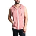 thumbnail image 1 of G-Style Men's Lightweight Athletic Casual Sleeveless Contrast Zipper Hoodie TH890 - Dirty Pink/White - XL, 1 of 3