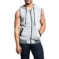 thumbnail image 1 of G-Style Men's Lightweight Athletic Casual Sleeveless Contrast Zipper Hoodie TH890 - Gray - 4XL, 1 of 3