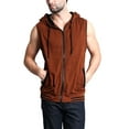 thumbnail image 1 of G-Style Men's Lightweight Athletic Casual Sleeveless Contrast Zipper Hoodie TH890 - Mocha/Black - 3XL, 1 of 3