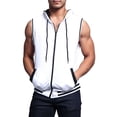 thumbnail image 1 of G-Style Men's Lightweight Athletic Casual Sleeveless Contrast Zipper Hoodie TH890 - White - Large, 1 of 3