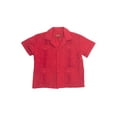 thumbnail image 1 of G-Style USA Boys Junior Kids Youth Guayabera Cuban Short Sleeve Collared Embroidered 4 Pocket Cotton Shirt 2017-KS - Red - 12, 1 of 2