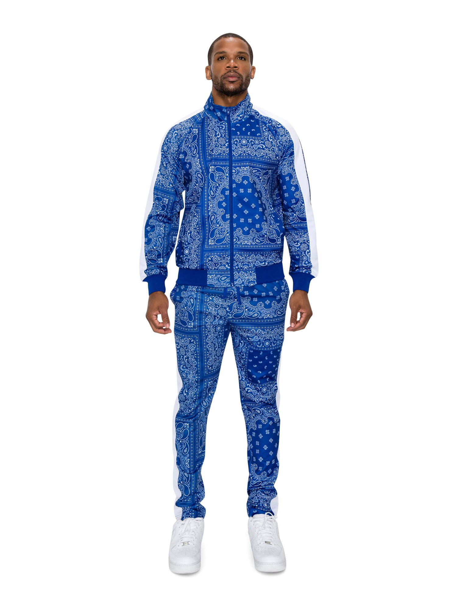 G-Style USA Men's Accented Bandana Paisley Tracksuit Set ST804