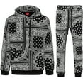 thumbnail image 1 of G-Style USA Men's Bandana Paisley Fleece Tracksuit Set - Zipper Jacket Hoodie and Sweatpants ST875 - Black - 5X-Large, 1 of 5