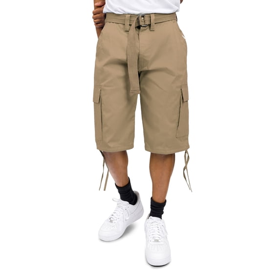 G-Style USA Men's Belted Camo Cargo Shorts 9AP10 - Khaki - 38