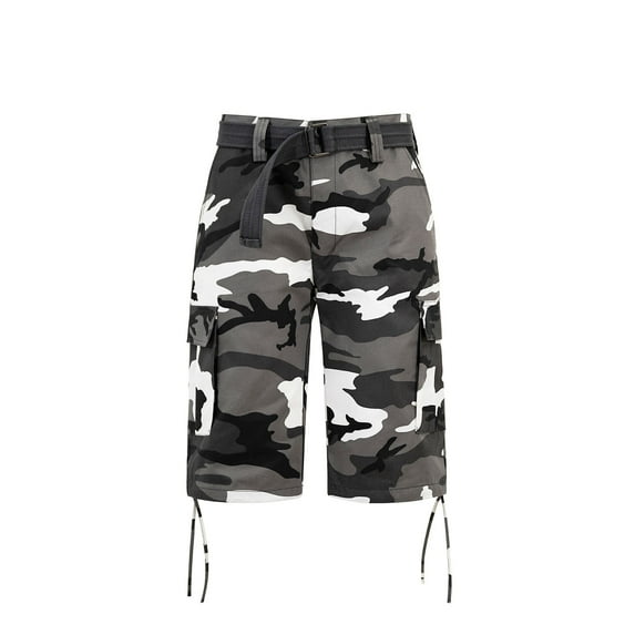 G-Style USA Men's Belted Solid Color Cargo Shorts 9AP10 - Digital City Camo - 36