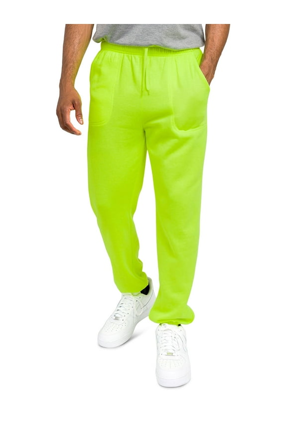 Men's Casual Lounge Fleece Sweatpants with Pockets FL78-GSTYLE - Neon Green - Large