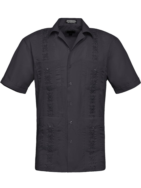 Men's Casual Short Sleeve Button Down Guyabera Cuban Shirt, Up To 4X