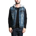 thumbnail image 1 of G-Style USA Men's Detachable Hood Denim Jean Vest DK108 - DARK INDIGO - 5X-Large, 1 of 8