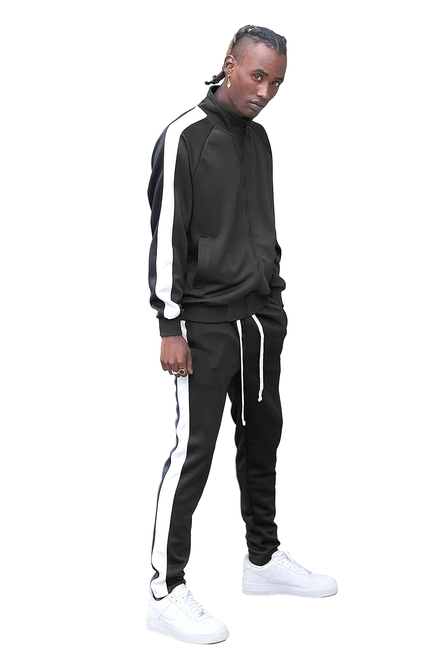 Adidas Essential 3-Stripe Logo Hoodie & Joggers Sweatpants Outfit S M L XL  2XL