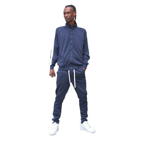 G-Style USA Men's Essential Side Stripe Tracksuits ST868- Navy - Small