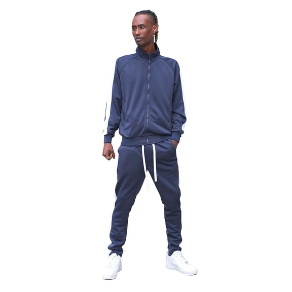 G-Style USA Men's Essential Side Stripe Tracksuits ST868- Navy - X-Large