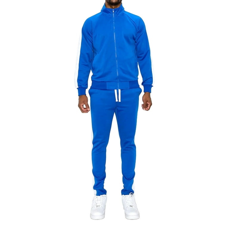 G Style USA Men s Essential Side Stripe Tracksuits ST868 Royal