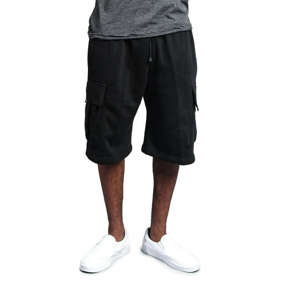 G-Style USA Men's Fleece Heavyweight Cargo Sweat Shorts FS76 - BLACK - Large
