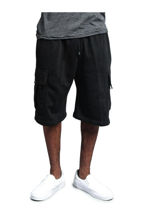 Men's Fleece Heavyweight Cargo Sweat Shorts FS76 - BLACK - Large