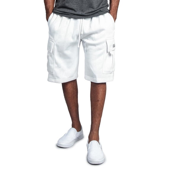 G-Style USA Men's Fleece Heavyweight Cargo Sweat Shorts FS76 - WHITE - Large