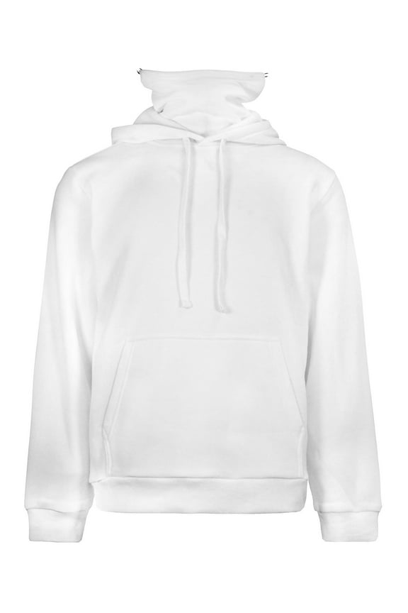 Men's Fleece Hoodie with Mask Pullover Sweatshirt JK5053 - White - 4X-Large