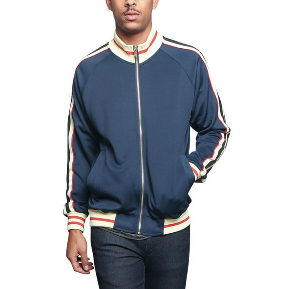 G-Style USA Men's G Striped Track Jacket JK5014 - Navy - Small