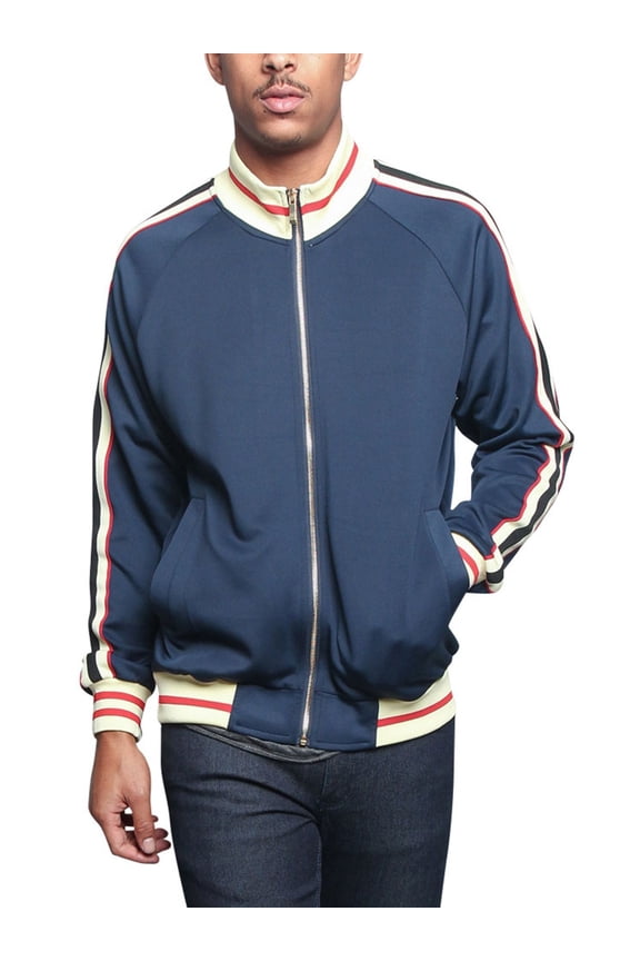 Men's G Striped Track Jacket JK5014 - Navy - Small