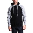 thumbnail image 1 of G-Style USA Men's Heavyweight Contrast Raglan Sleeve Fleece Pullover Hoodie Sweatshirt MH13112 - Black/Heather Gray - X-Large, 1 of 6