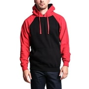 G-Style USA Men's Heavyweight Contrast Raglan Sleeve Fleece Pullover Hoodie Sweatshirt MH13112 - Black/Red - X-Large