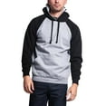 thumbnail image 1 of G-Style USA Men's Heavyweight Contrast Raglan Sleeve Fleece Pullover Hoodie Sweatshirt MH13112 - Heather Gray/Black - Large, 1 of 6