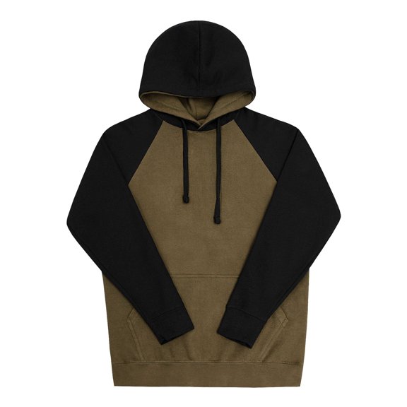 G-Style USA Men's Heavyweight Contrast Raglan Sleeve Fleece Pullover Hoodie Sweatshirt