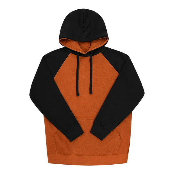 G-Style USA Men's Heavyweight Contrast Raglan Sleeve Fleece Pullover Hoodie Sweatshirt