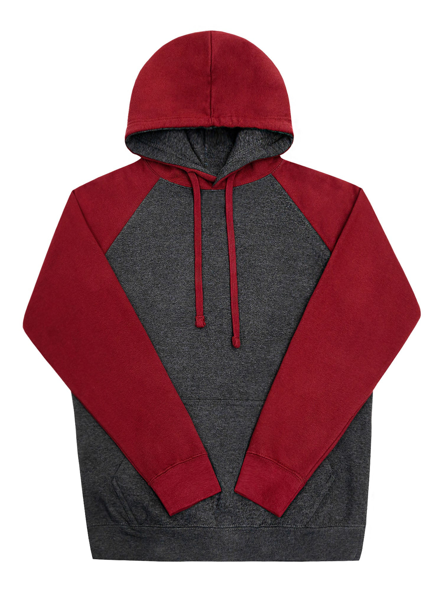 G-Style USA Men's Heavyweight Contrast Raglan Sleeve Fleece Pullover Hoodie  Sweatshirt MH13112 - Black/Red - Small 