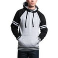 thumbnail image 1 of G-Style USA Men's Heavyweight Contrast Raglan Striped Sleeve Fleece Pullover Hoodie Sweatshirt MH13115 - Heather Gray/Black - X-Large, 1 of 6