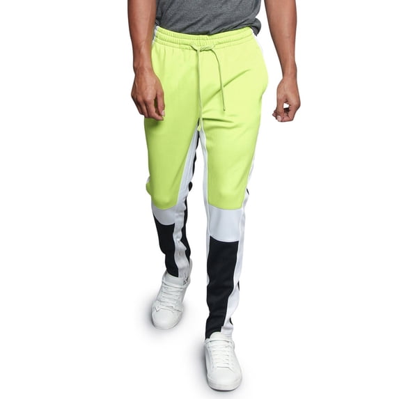 G-Style USA Men's Hip Hop Slim Fit Track Pants - Athletic Jogger Colorblock Knee Side Stripe - Frozen Yellow - 2X-Large