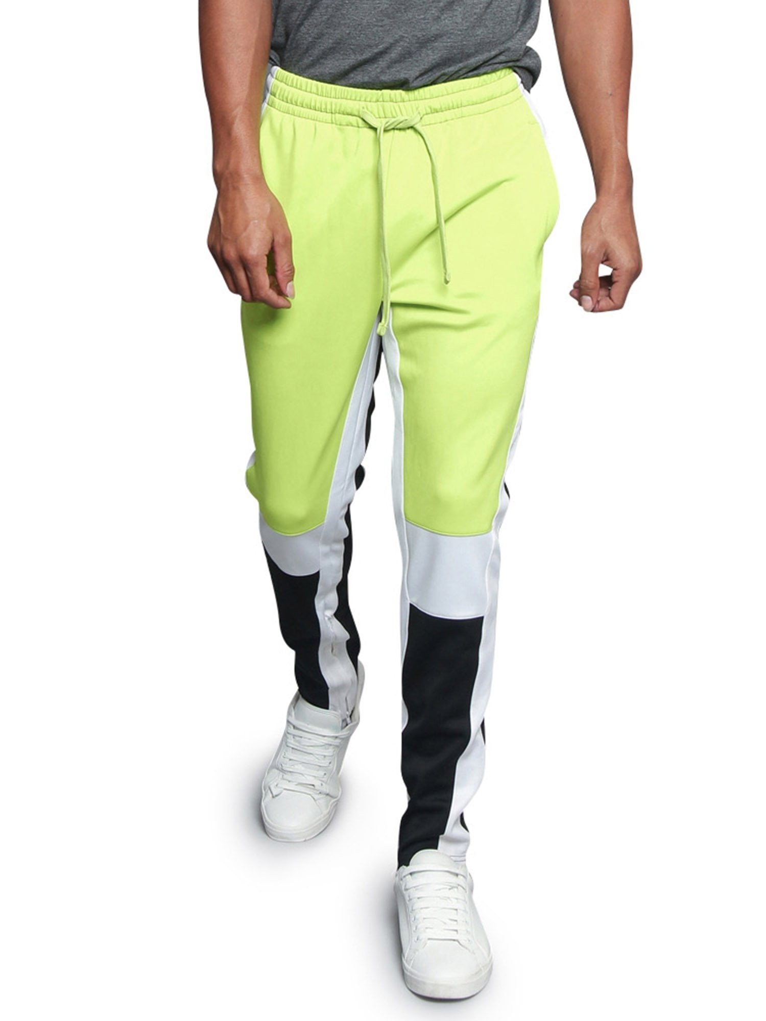 G Style USA Men s Hip Hop Slim Fit Track Pants Athletic Jogger Colorblock Knee Side Stripe Frozen Yellow 5X Large Walmart