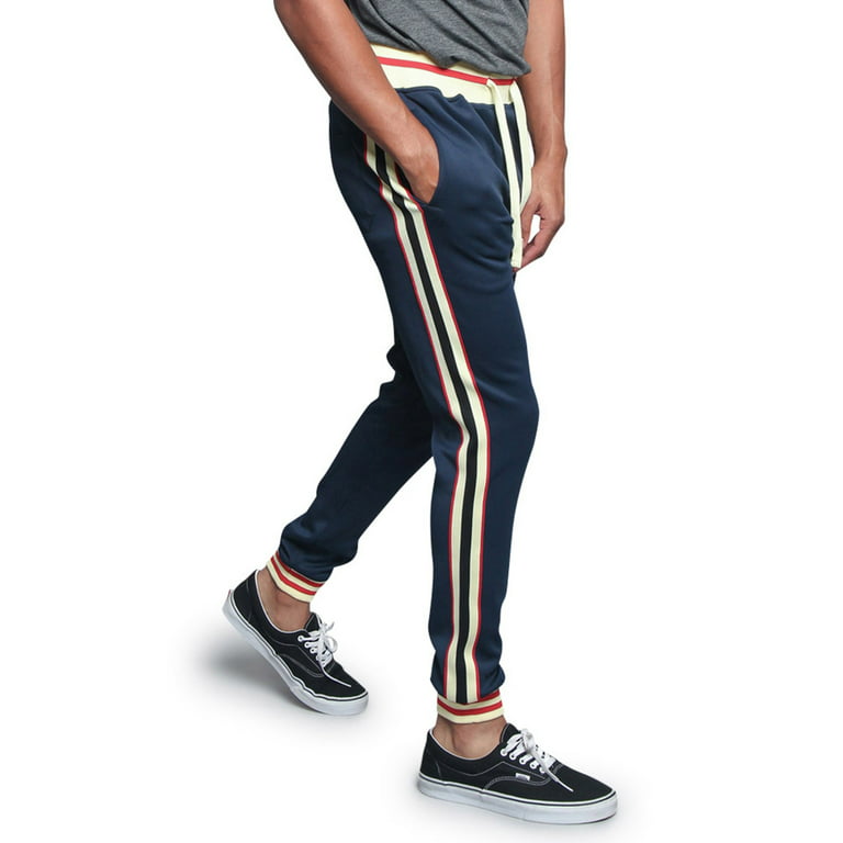 G-Style USA Men's Hip Hop Slim Fit Track Pants - Athletic Jogger G Striped  - Navy - 4X-Large