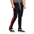 thumbnail image 1 of G-Style USA Men's Hip Hop Slim Fit Track Pants - Athletic Jogger with Side Stripe - Black/Red - Large, 1 of 6