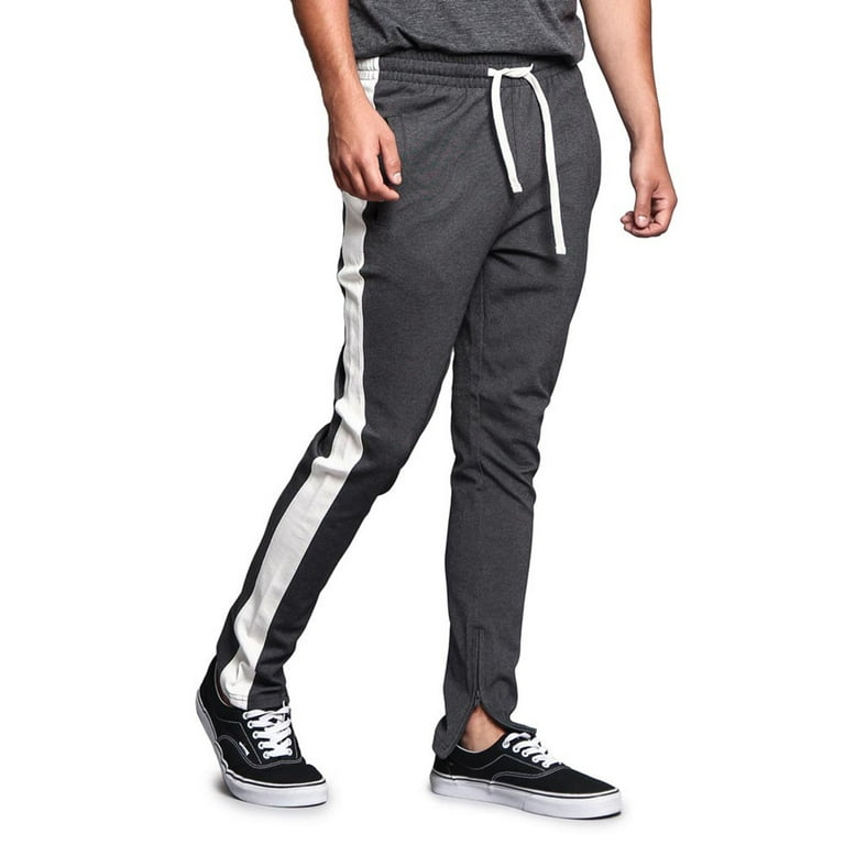 G-Style USA Men's Hip Hop Slim Fit Track Pants - Athletic Jogger with Side  Stripe - Charcoal/Off-White - X-Large