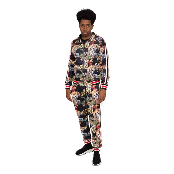 G-Style USA Men's Jungle Tiger G Stripe Track Suit Set ST808 - Black - Large