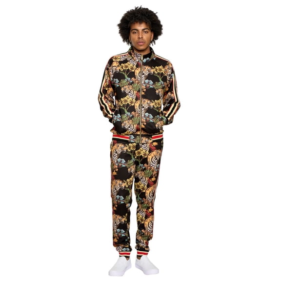 G-Style USA Men's Jungle Tiger G Stripe Track Suit Set ST808 - Black - Small