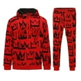 thumbnail image 1 of G-Style USA Men's King Crown Fleece Tracksuit Set - Pullover Hoodie and Sweatpants ST873 - Red - X-Large, 1 of 8