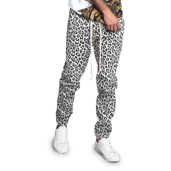 G-Style USA Men's Leopard Print Skinny Jogger Pants - Brown - Small